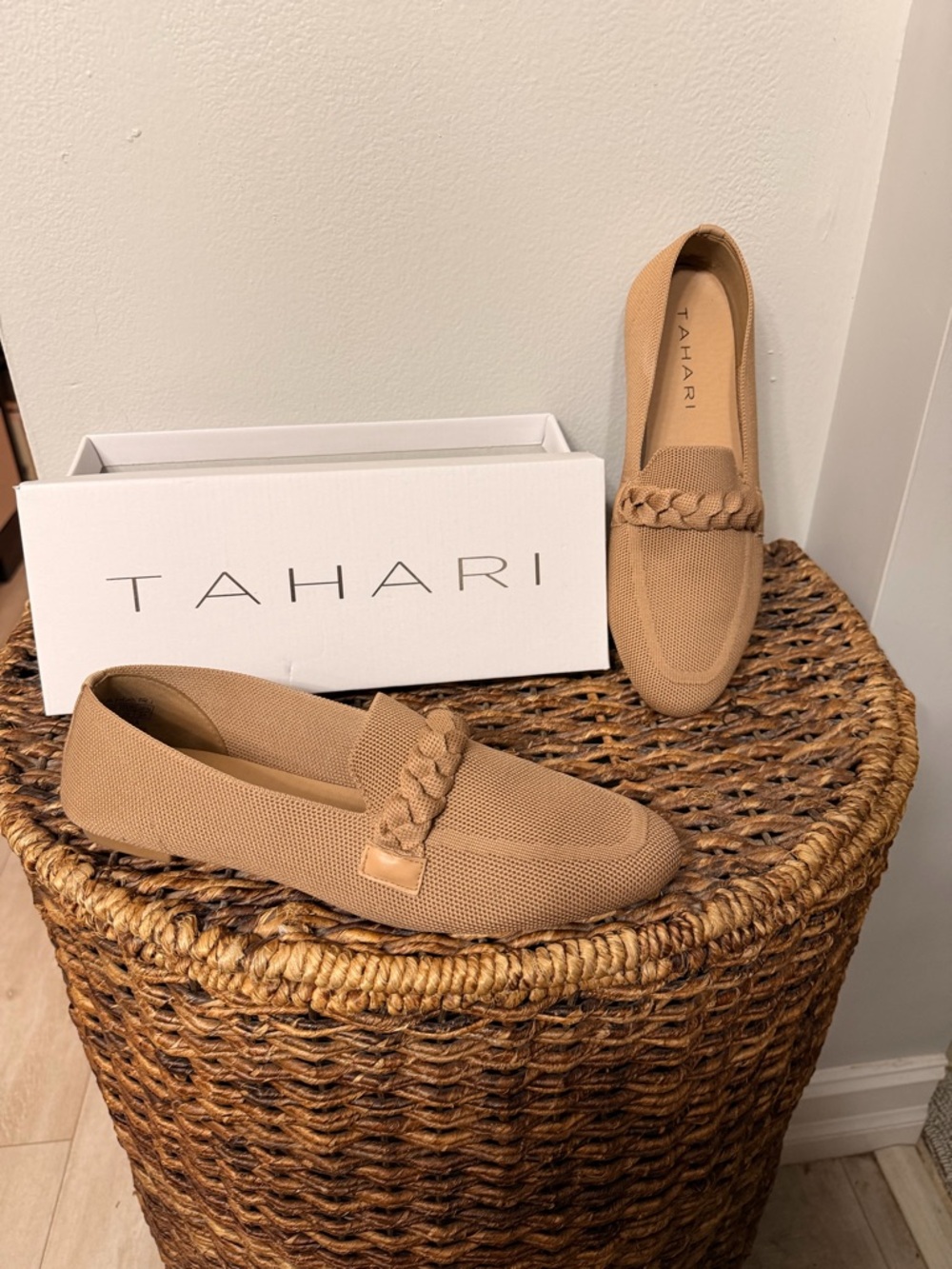 Tahari Braided Knit Loafer in Tan